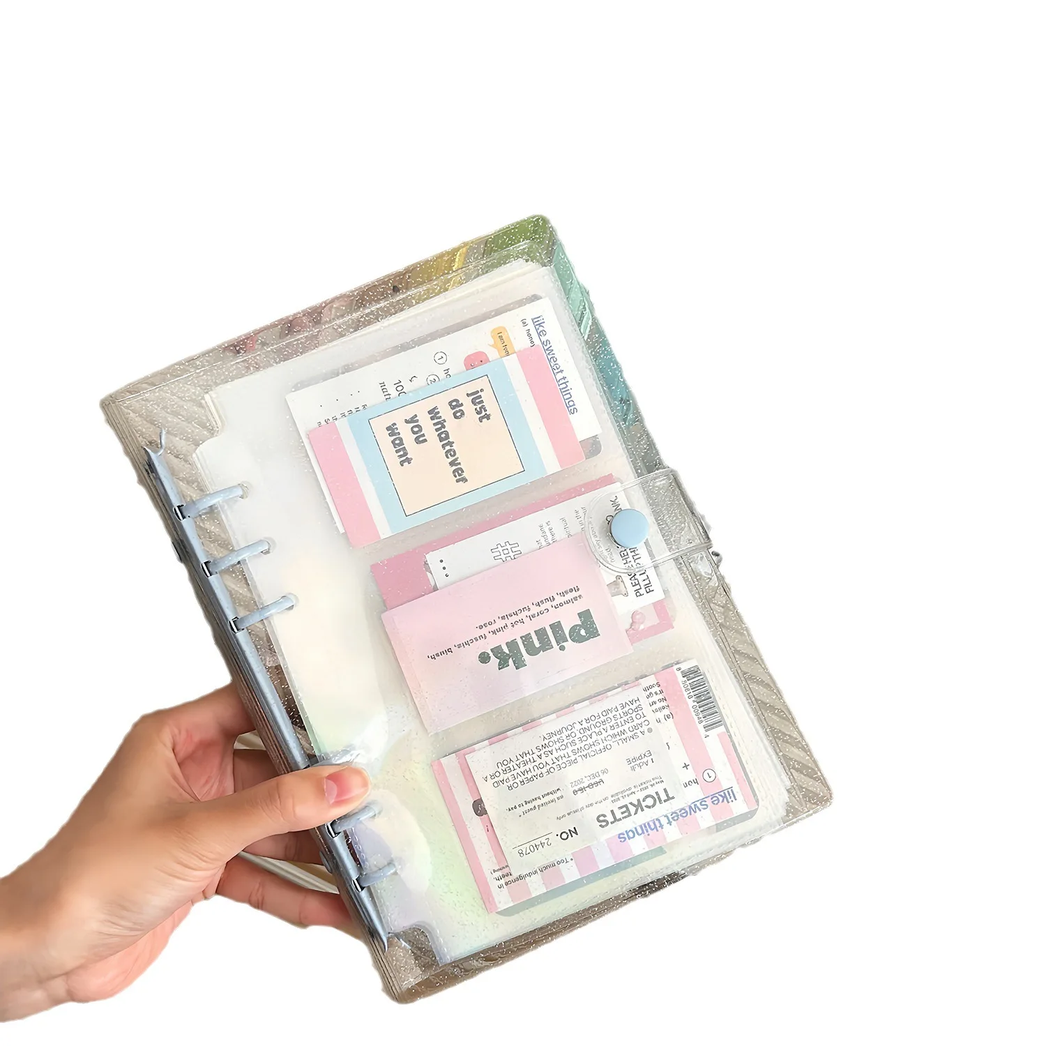 A6 Transparent Flashover PVC Binder Case Color Clip Narrow Edition Binder 3 \