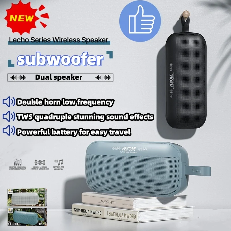 Wireless Bluetooth speaker double stunning stereo sound portable outdoor subwoofer music center TWS interconnection caixa de som