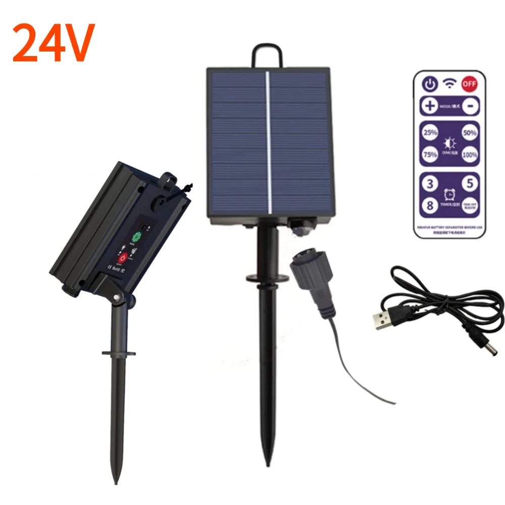 

1200mAh Solar Panel Control Box Kits Lithium Battery Panel for 3.7V 24V LED String Strip Lamp DC Charging With Remote Control