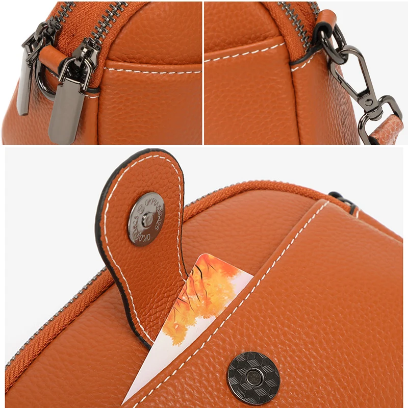 Women Genuine Leather Small Shoulder Bag 2022 New Fashion First Layer Cowhide Mobile Phone Bag Female Mini Messenger for Girls