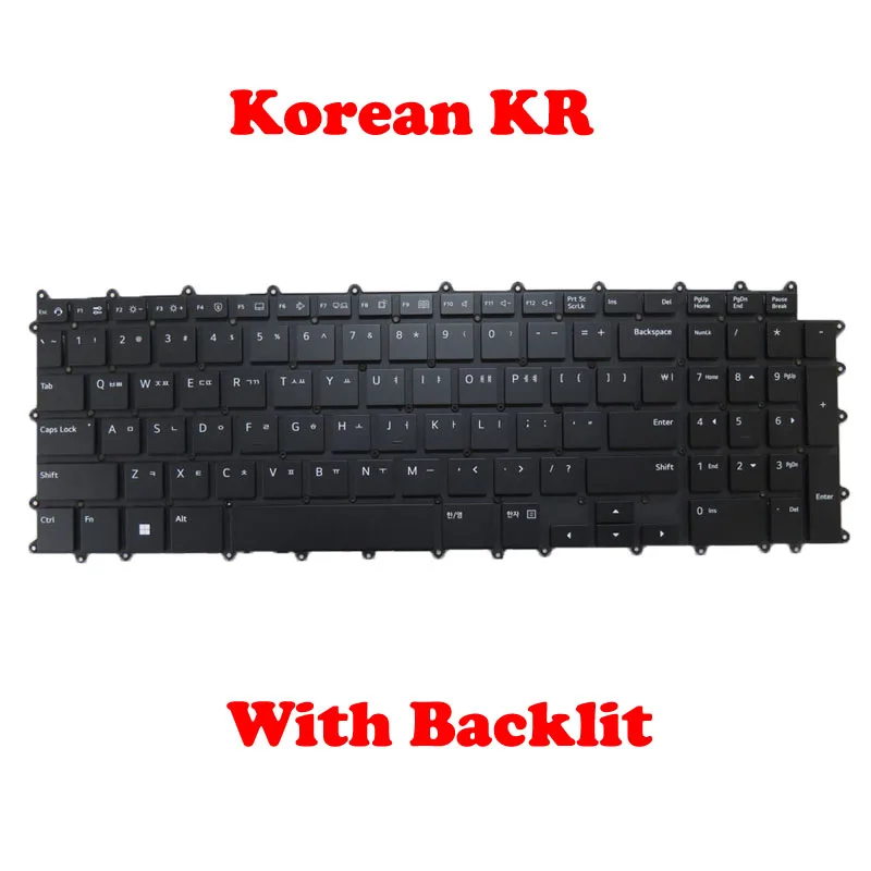 Laptop Keyboard With Backlit For LG 17Z95P 17Z95P-G 17Z95P-K Korean KR Black NO Frame New