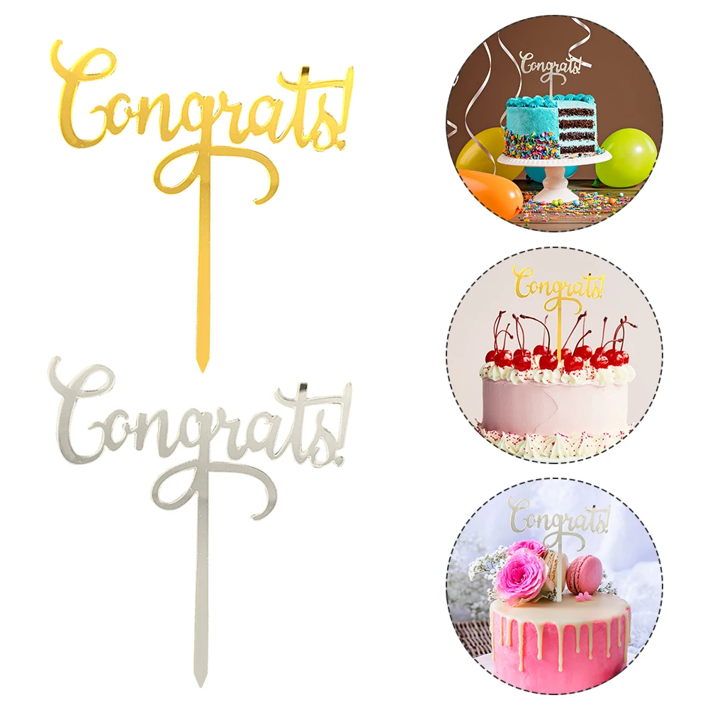 

20pcs Gold Congrats Supplies Decor Party Congrats Picks Cake Decor Party Supplies Wedding Engagement Cake Toppers