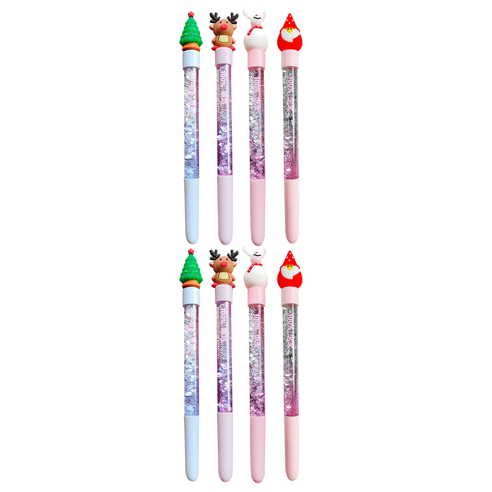 

8pcs Quicksand Gel Pen 0.5MM Christmas Theme Lovely Design for Students Office Stationary Writing Marking Learning Gifts