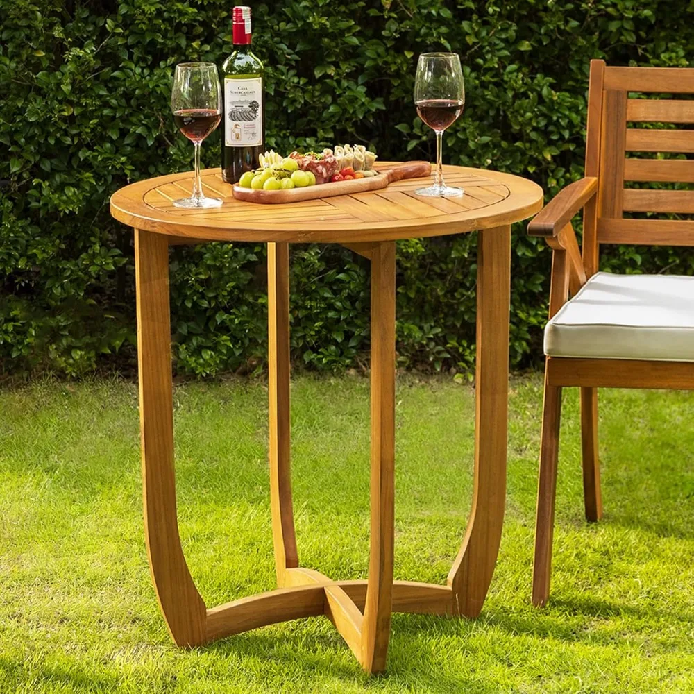 

Outdoor Bistro Dining Table Heavy Duty 270lbs Capacity, FSC Acacia Wood, Elegant & Minimalist Design for Garden