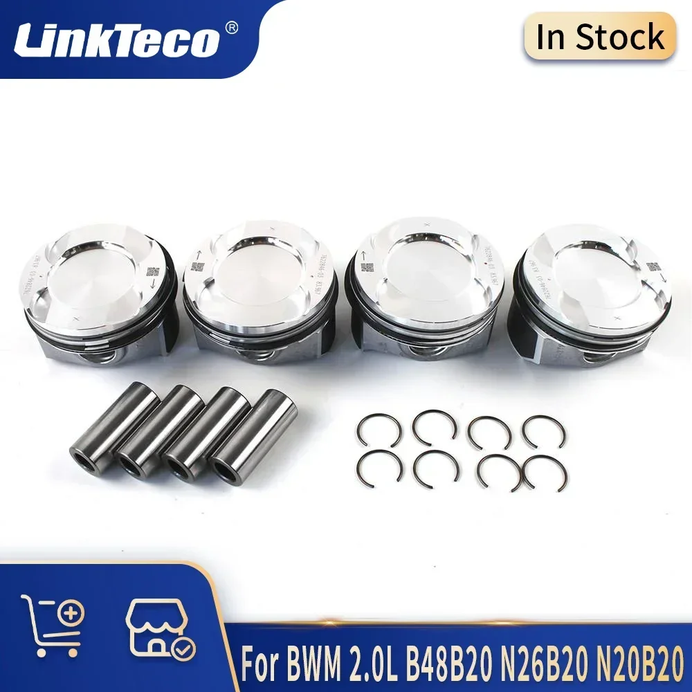 4pcs +0.5 Engine Parts Piston & Rings Set Kit Fit Gas 2.0 L L4 10-21 For BWM N20B20 N20 B20 N26B20 N26 B48B20 X1 X3 X4 X5 X6 Z4