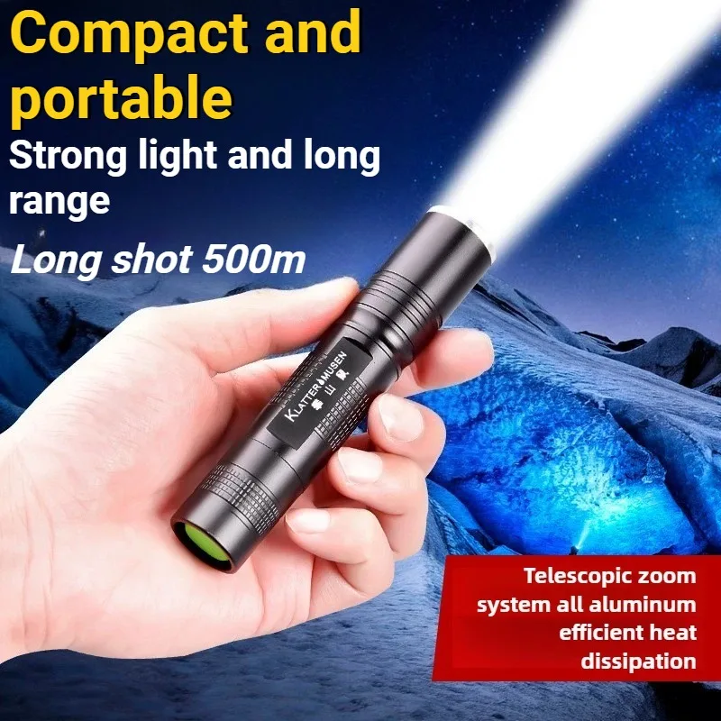 Small and Portable Highlight LED Flashlight Rechargeable Mini Aluminum Alloy Torch Household Outdoor Lighting
