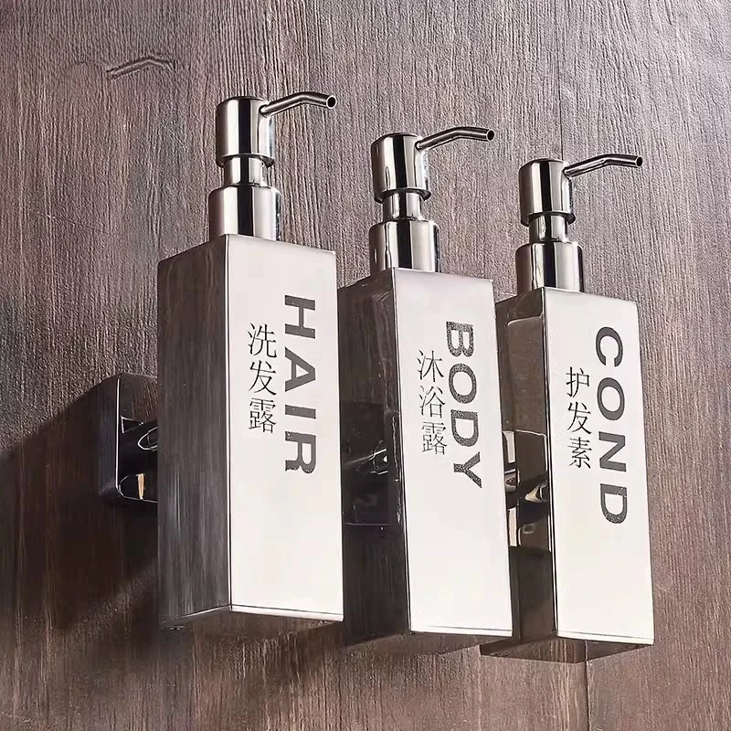 Wall Mounted Stainless Steel Soap Dispenser Manual Press Liquid Soap Bottle Shampoo Lotion Container for Hotel Bathroom Hardware