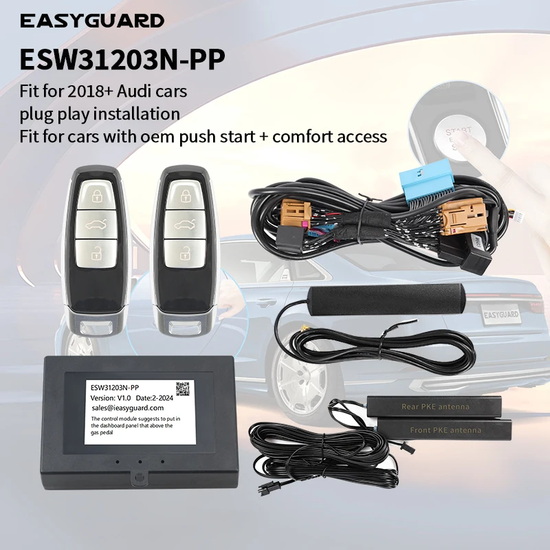 

Easyguard Smart Key PKE Keyless Entry System Fit For Audi A4 A5 A6 A7 A8 RS Q8 With OEM Ignition Start Button & Comfort Access