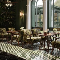 Western Restaurant Commercial Retro Booth Sofa Chair Combination Table and Chair French Restaurant Table and Chair 4