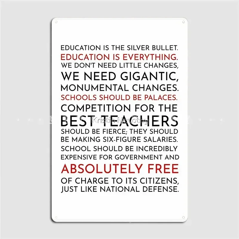 Póster educativo de Sam Seaborn, discurso de ala oeste, placa de Metal para pared, Pub, garaje, Club, decoración de pared, cartel de estaño