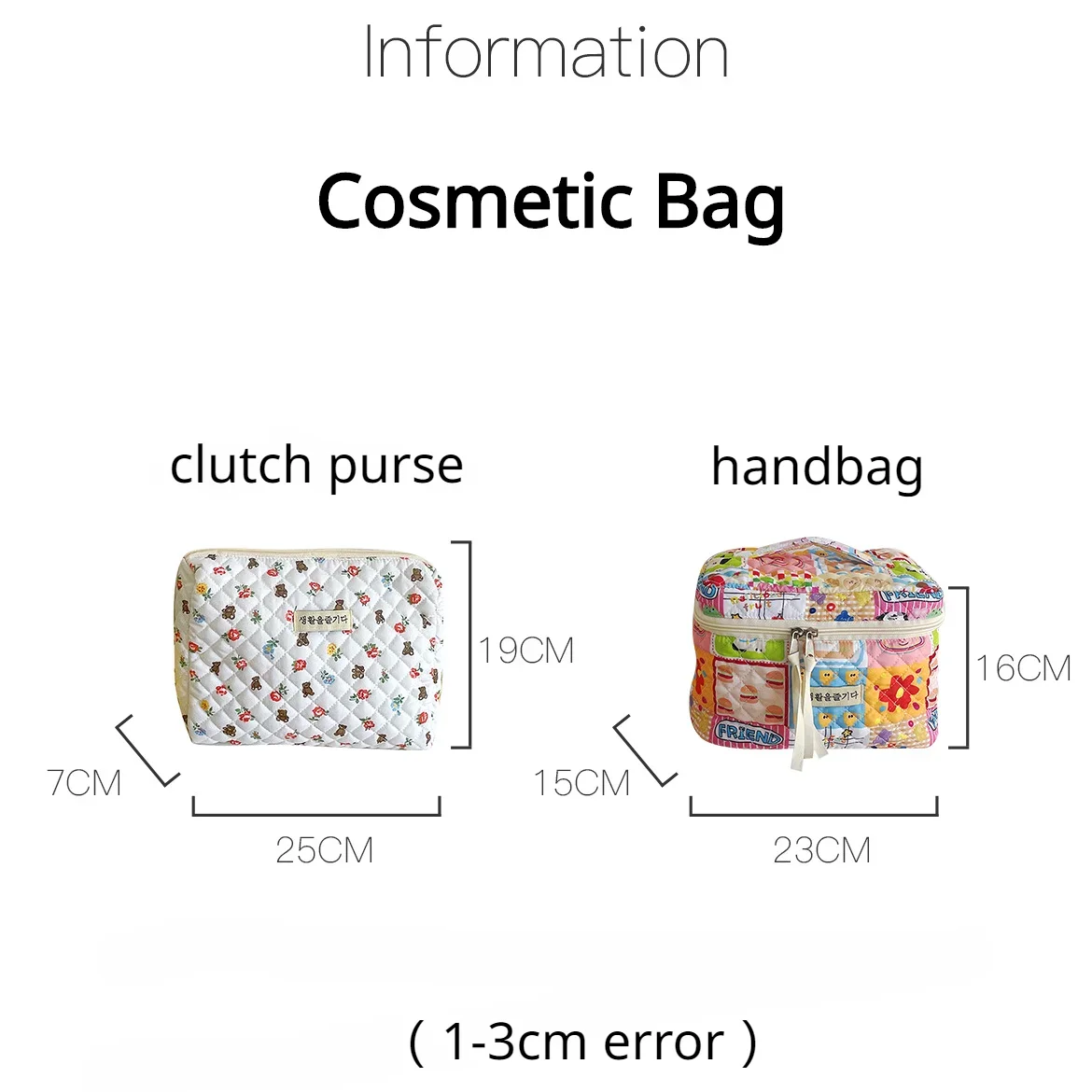 Flower Bear Women Cosmetic Bag Cute Cartoon Ladies Quilting Makeup Bags Female Clutch Purse Travel Toiletry Storage Handbags