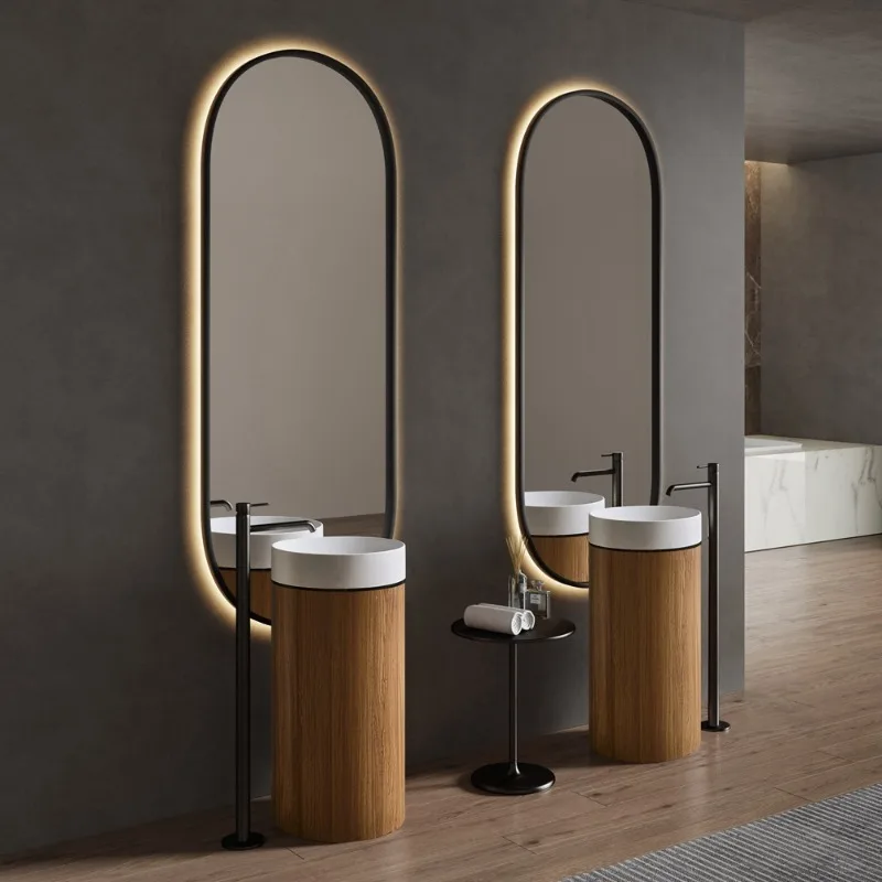 Column basin Artificial stone one-piece column basin Vertical small hand washing balcony Floor-to-ceiling integrated