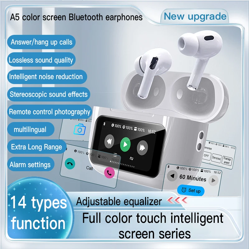 

New Color screen Wireless Earphones LED Screen Noise Cancelling Bluetooth 5.4 Headphones Sports Earbuds With Mic For Android iOS