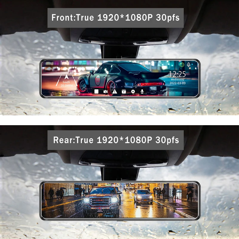 Car Dvr Mirror Dash Cam Dual Lens Dashcam Car Camera Full Hd 1080P Drive Recorder Stream Media Rear View IPS Screen Mirror