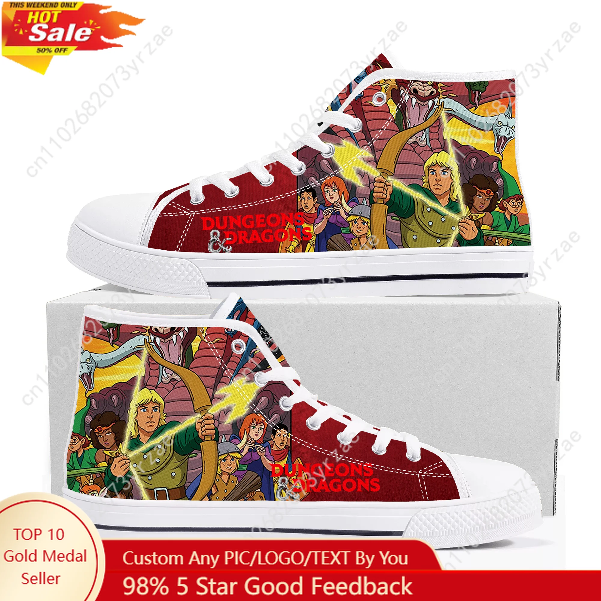 

Dungeons Dragons High Top Sneakers Hot Cartoon Game Mens Womens Teenager Canvas Shoes Casual Fashion Custom Made Sneaker