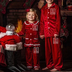 Familie kombiniert Velvet Pyjama Set, personalisierten Pyjama, fügen Sie Ihren Namen, Vater, Mutter, Kinder, Baby, Mädchen, Urlaubsfeher hinzu 12 Hauptverkäufe personalisierte Roben mit Namen - №1