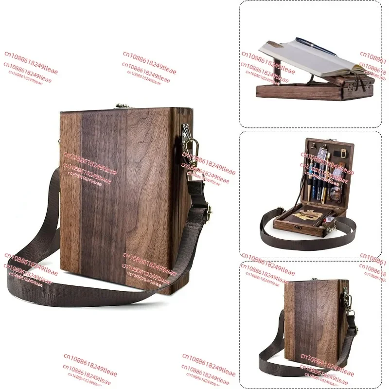 New writer messenger wooden box New Chinese satchel writer wooden box Crossbody mailman storage box