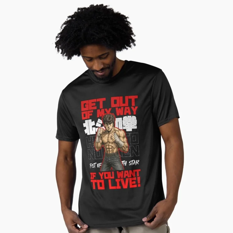 

GET OUT OF MY WAY Hokuto No Ken Kenshiro graphic tee Manga Fist of the North Star Anime T shirt Large size Tops Y2K Clothes
