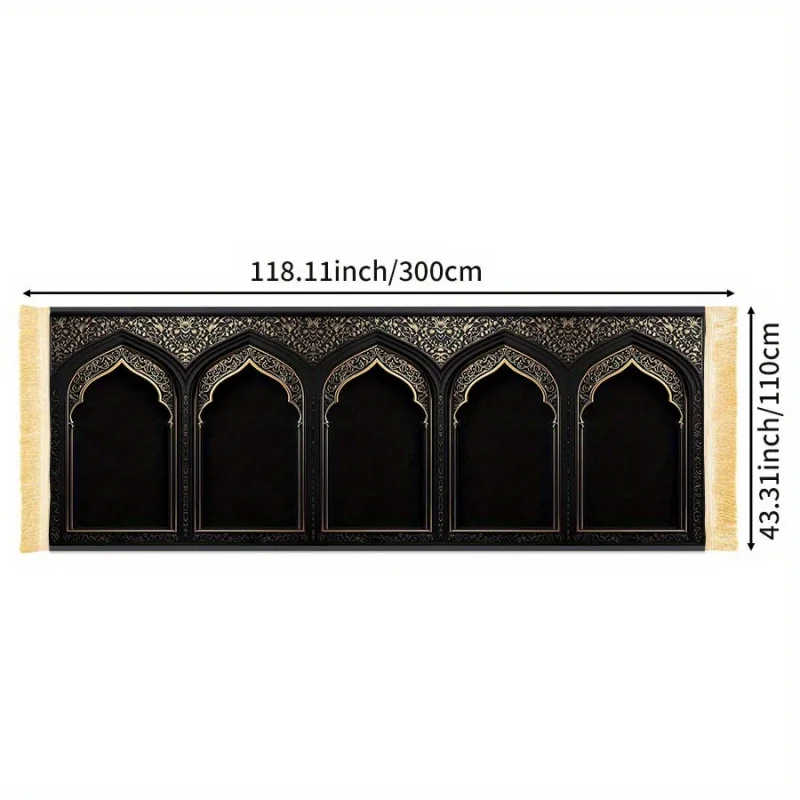 VIKAMALuxurious Islamic Prayer Rug with Tassels Muslim Worship Mat for Home or Large Gatherings and Group Prayers