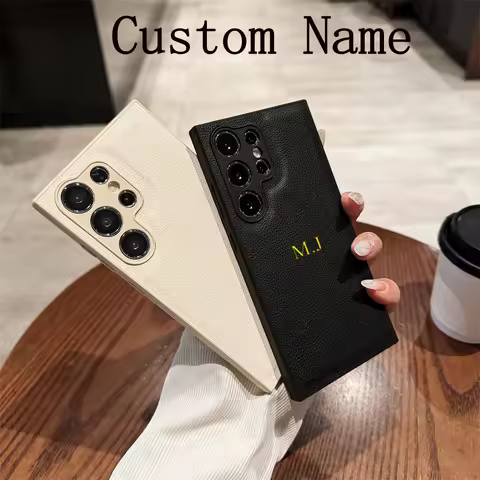 Personalized Customize Name Letters for Samsung S24 s25 Ultra S21 S22 S23 Plus Cases Business PU Leather Cover