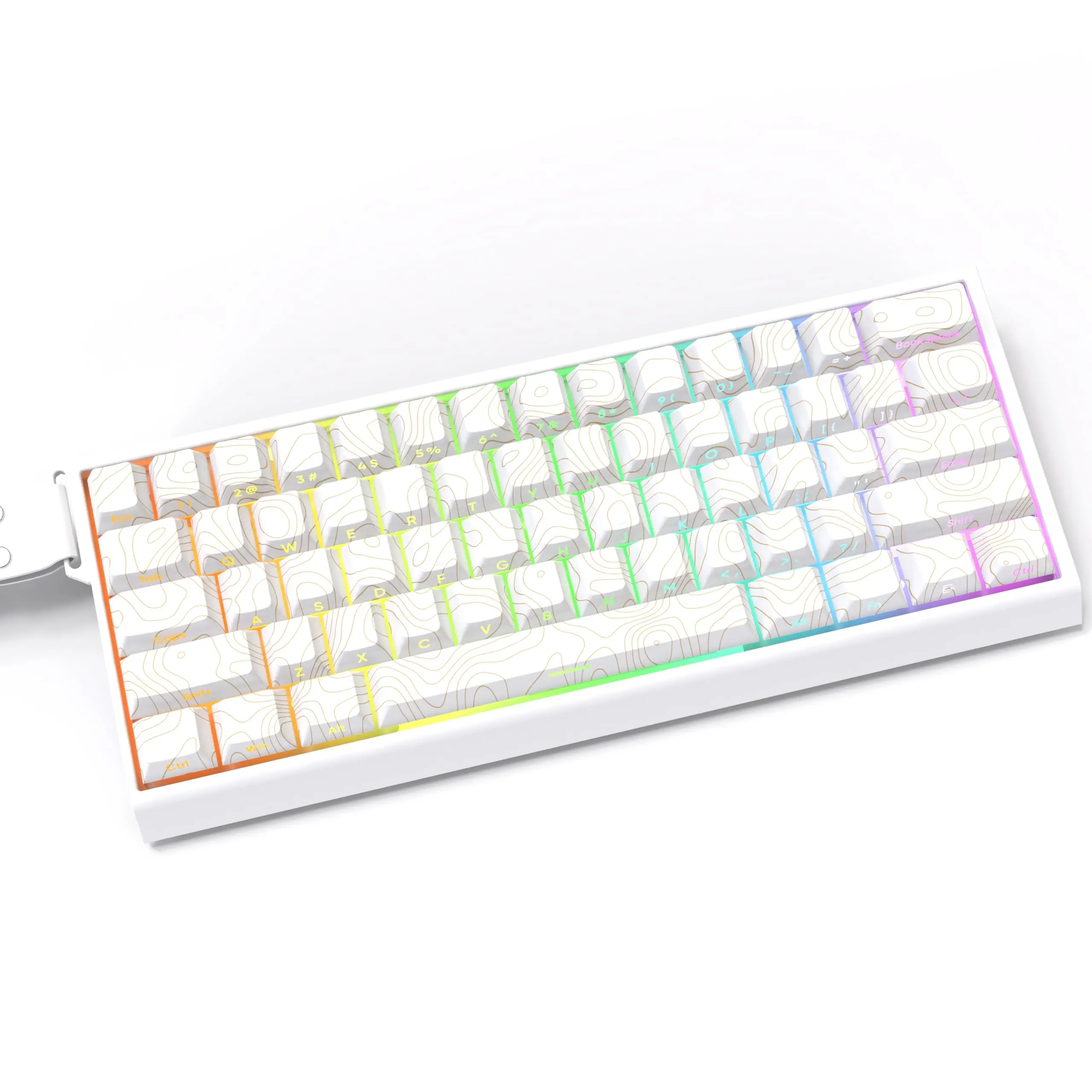 Imagem -04 - Teclas Branco Topográfico Lateral Retroiluminado Pbt Keycap Cereja Perfil Corante-sub Teclas para Cereja mx Gamer Teclado Mecânico 130 +