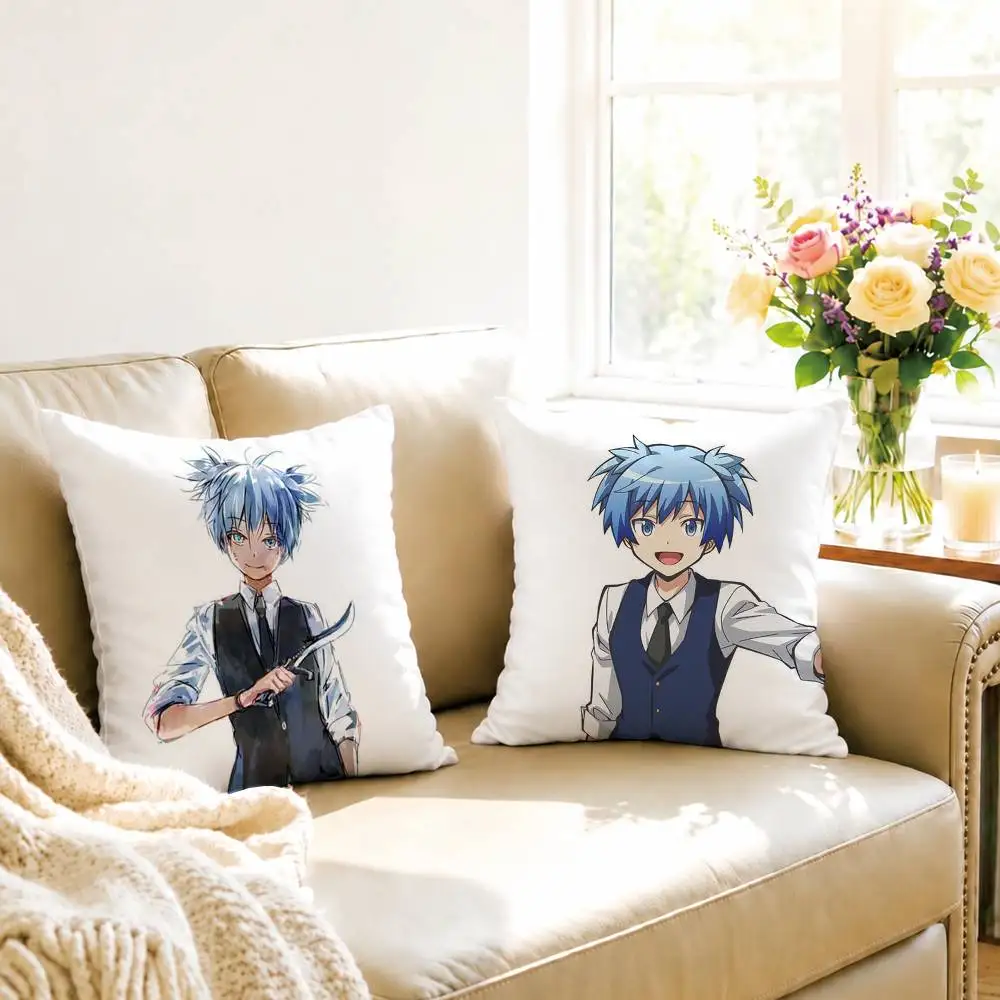 A-Anime Assassination Classroom Nagisa Shiota Pillow Case Square Double-Sided Sofa Cushion Cover Bedroom Bedside Pillow Gift