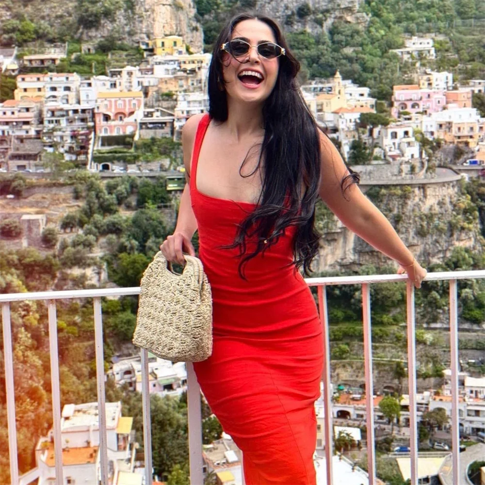 PB & ZA-فستان متوسط الظهر مع حزام للنساء ، مناسب للجسم ، متعدد الاستخدامات ، الموضة والأناقة ، جديد ، ربيع ،