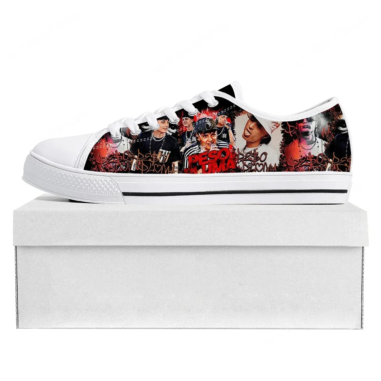 

Peso Pluma Singer Low Top Sneakers Ella Baila Sola Mens Womens Canvas Sneaker Casual Custom Made Shoes Customize Shoe