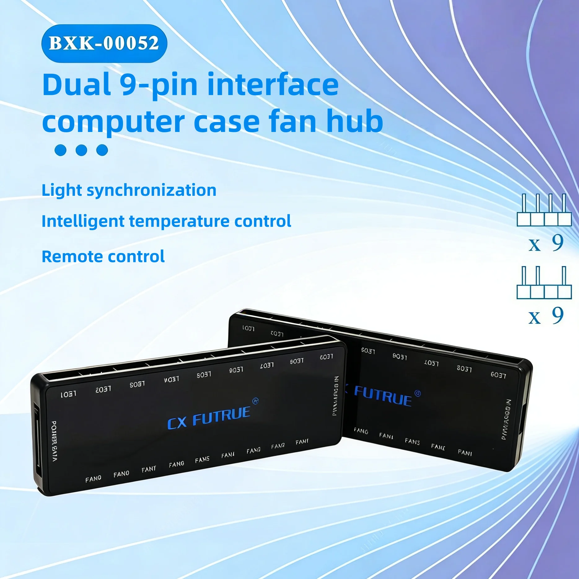 

Двухпортовый 9-контактный ARGB + PWM-хаб для вентиляторов с интегрированным охлаждением и магнитной задней панелью. Пульт дистанционного управления не содержит батареек.