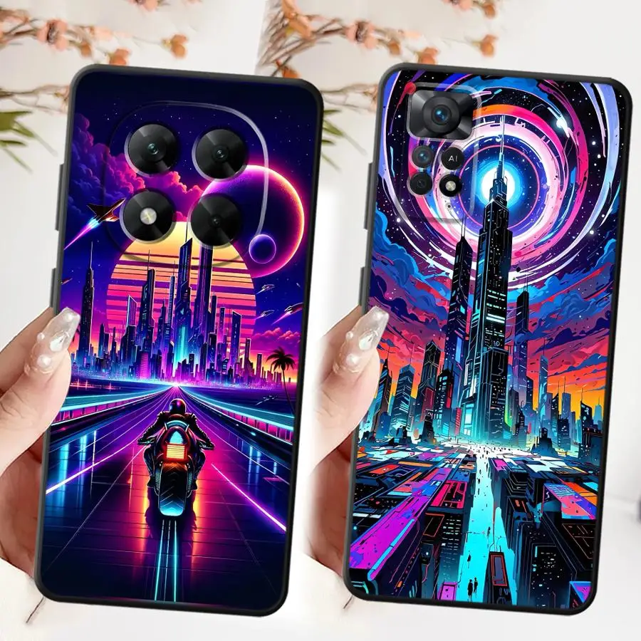 حافظة لهاتف Xiaomi Redmi Note 11 13 12 Pro Plus 11S 10 9 8 Pro 9s 12S 10S SCI-FI City