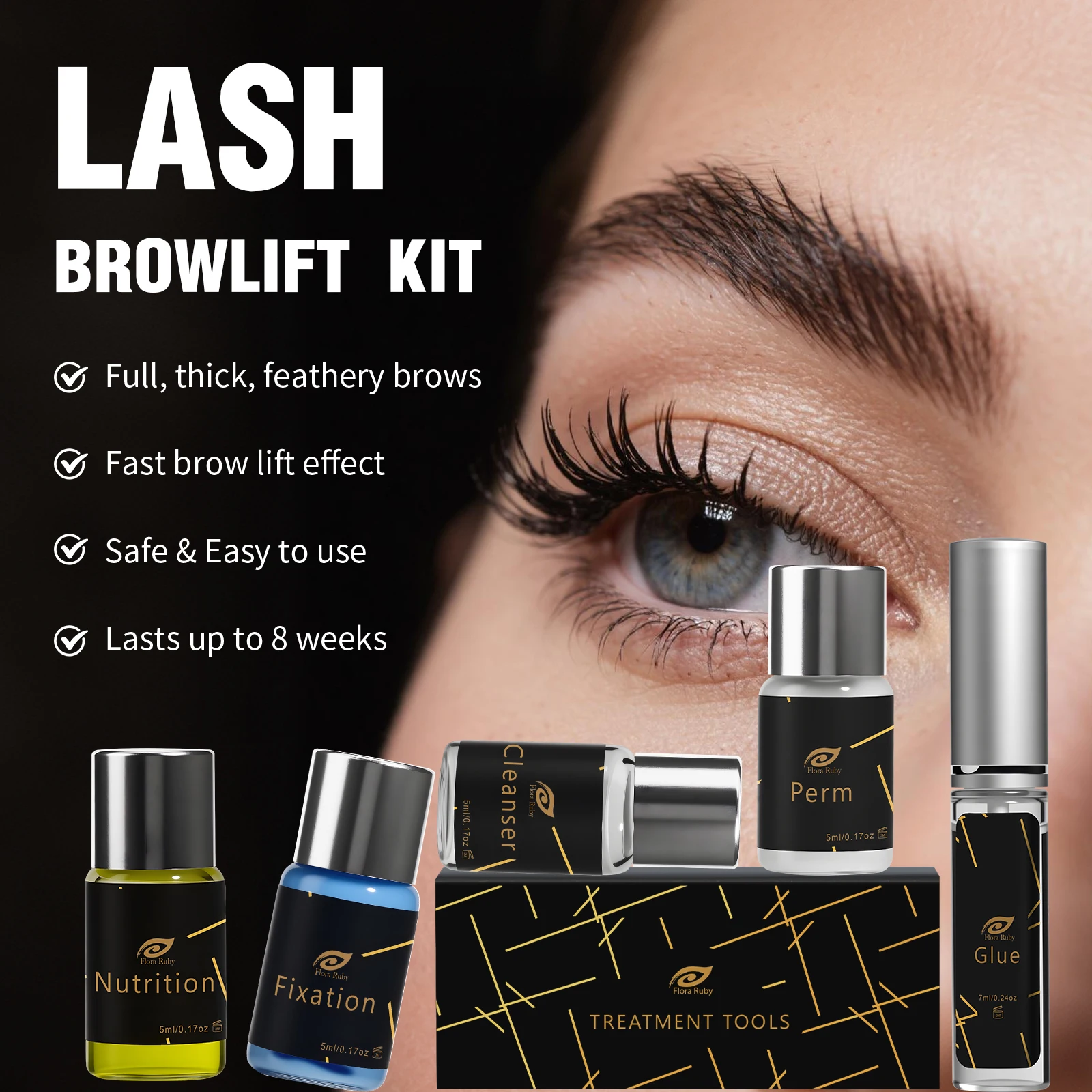 Lash Lift และชุดสีดํา,Professional Eyelash Perm Kit Black Eyelash & Eyebrow ชุด 3 ใน 1,Quick Lifting Coloring เครื่องมือ