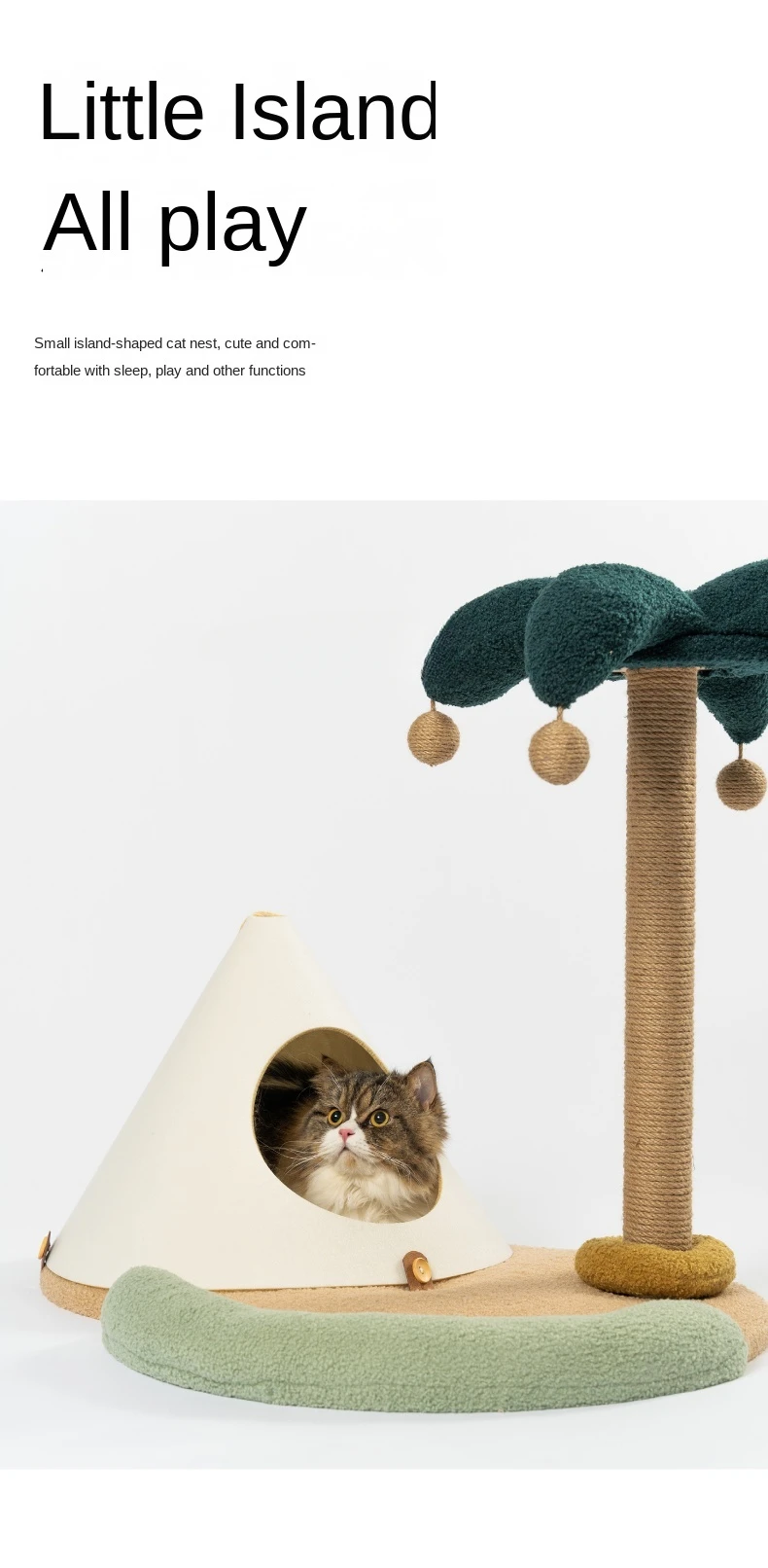 Pet Bed Island Sisal Climbing Frame Scratching Pole Cat Nest Integrated Cat Scratch Trees Grinding Claw Toy