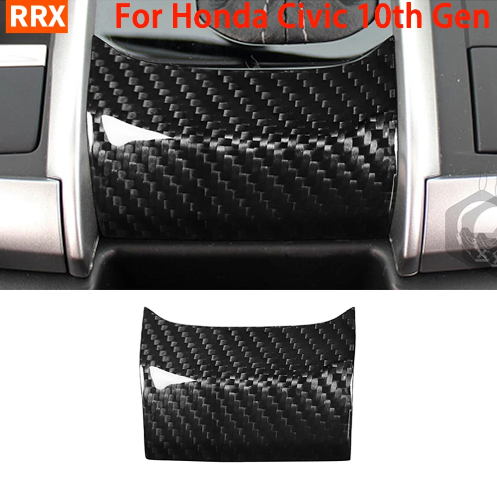 Car Gear Knob Shifting Device Panel Cover Real Carbon Fiber Trim For Honda Civic 10th Gen 2016-2020 Interior Refit Accessories