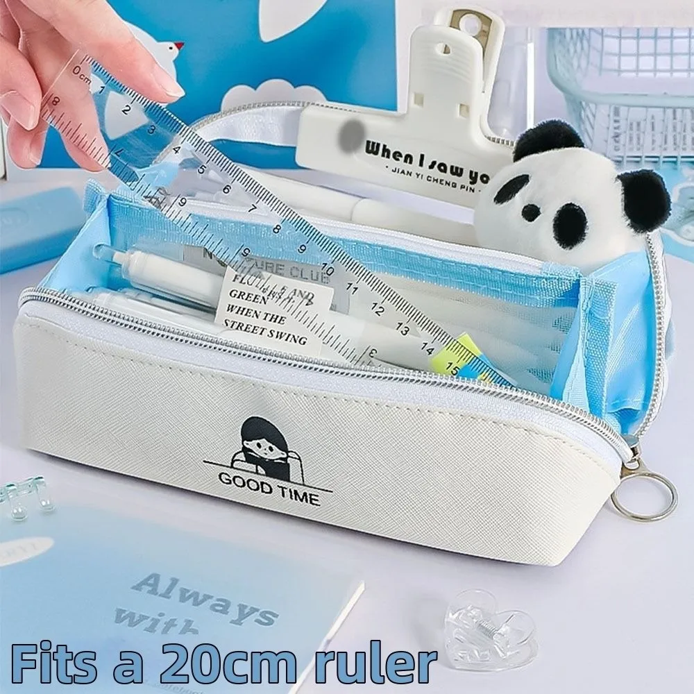 الهدايا مقلمة على الطراز الياباني حافظة أدوات مكتبية بسحاب شفاف حقيبة تخزين العودة إلى لوازم القرطاسية المدرسية #5