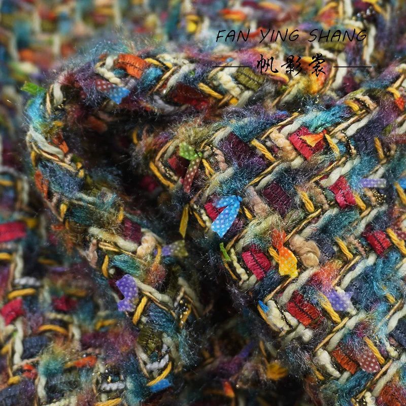 

2025 Green Brown Colored Butterfly Gauze Wool Tweed Fabric For Coat Telas Costura Tissus Couture ткань Sewing Stoffe Tecido