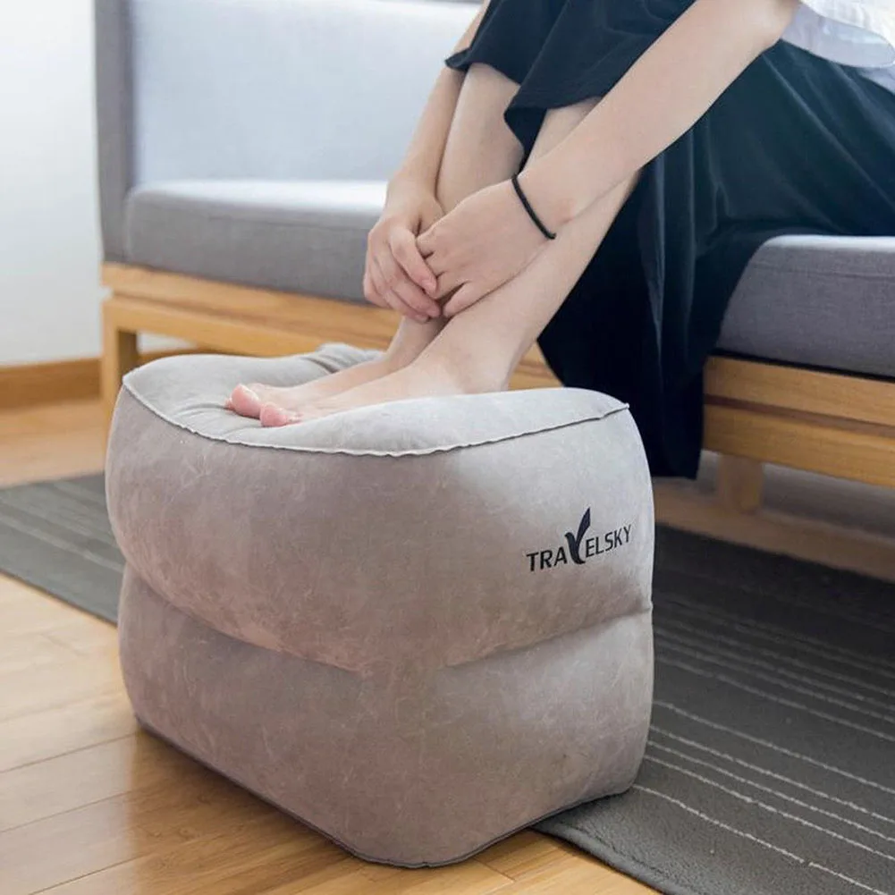 Inflatable Travel Pillow Footrest Pillow Sleep Resting Pillows Foot Pad Step Stool Tourist Stool For Airplanes Trains Kids Bed