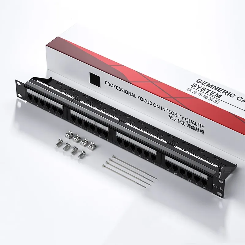 1U 19인치 메탈 랙마운트 하우징 RJ45 분배 프레임 24포트 CAT5 네트워크 패치 패널