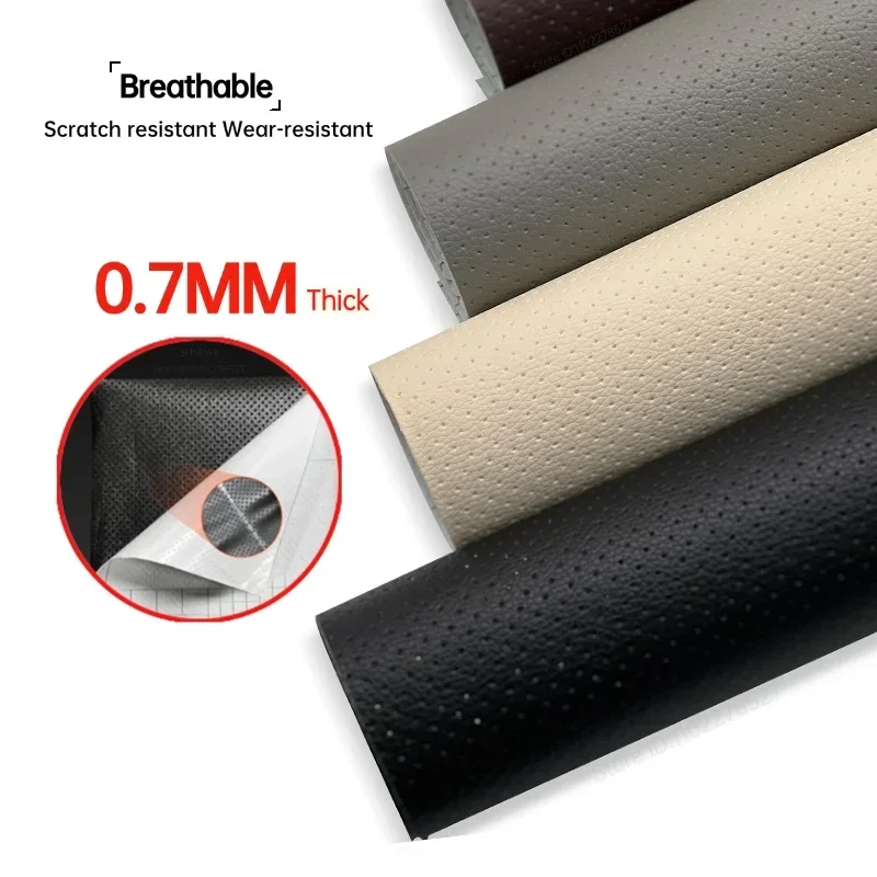 Breathable Perforated Leather Repair for Car Seat PVC Self Adhesive Leather Sofa Auto Interior Stickers Patches Refurbishment