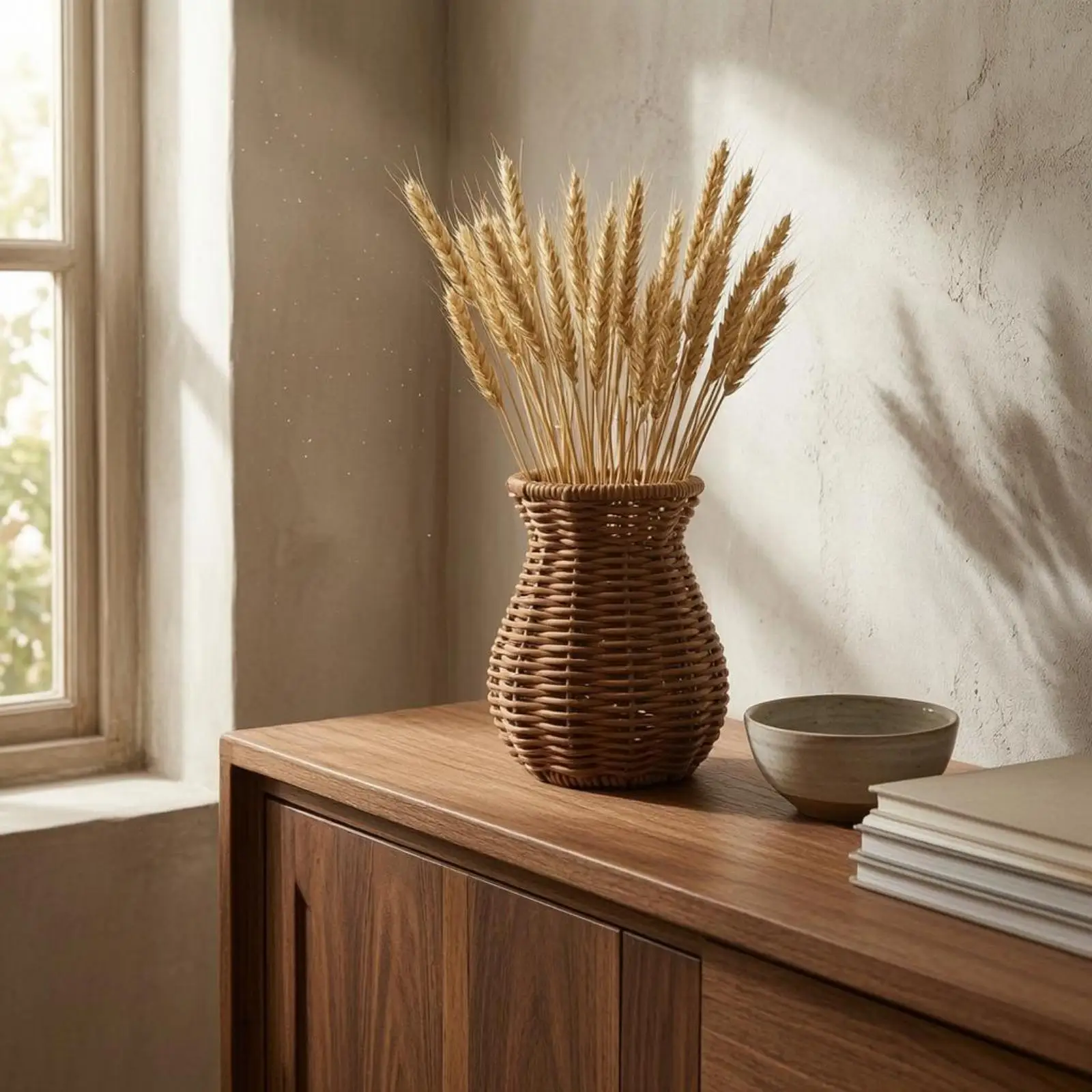Woven Vase Handwoven Rattan Vase Synthetic Strips