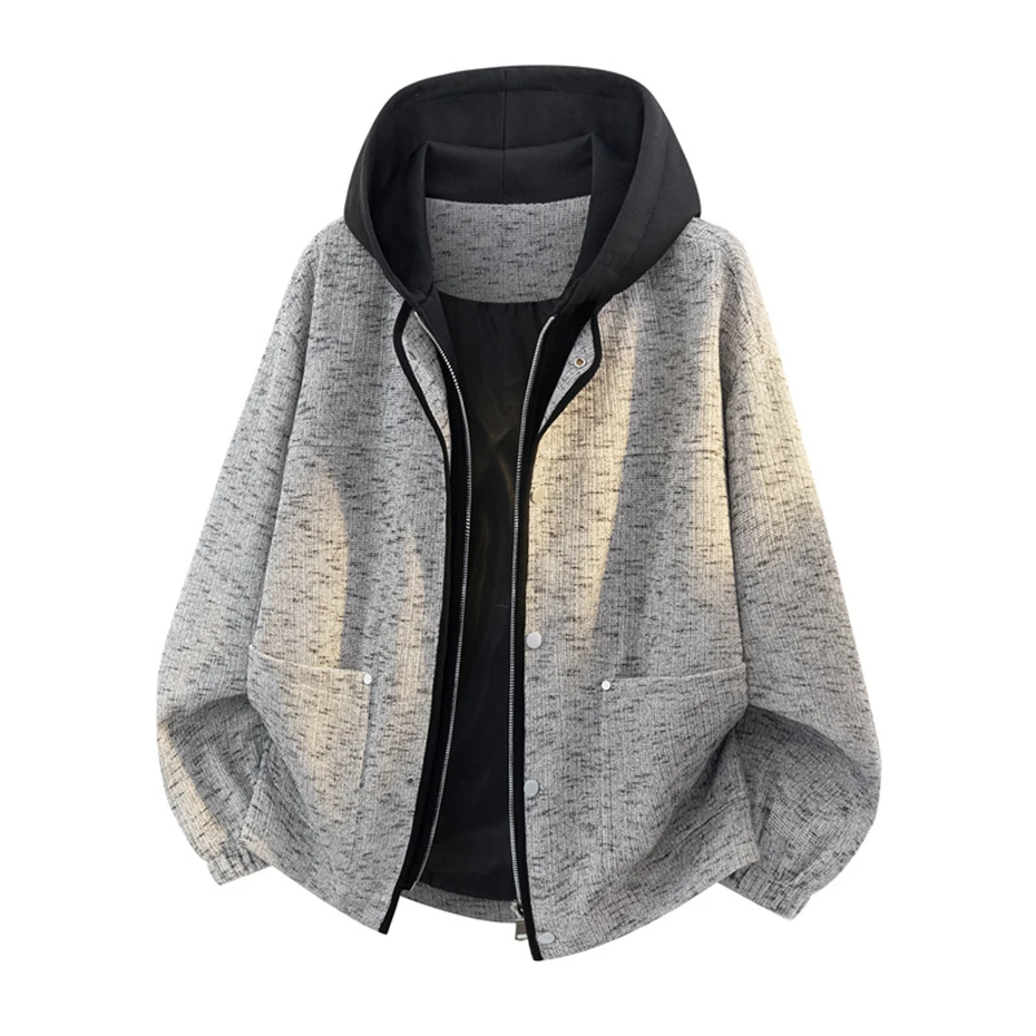 8XL Plus Size Jacket Men Fashion Casual Fake Two Jackets Coat Male Big Size 8XL Outerwear Knitted Jacket