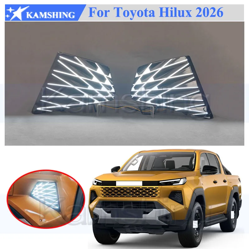 Kamshing 1 Set Modifying LED Daytime Running Light DRL For Toyota Hilux 2026 Front Fog Light Fog Lamp Daytime Light