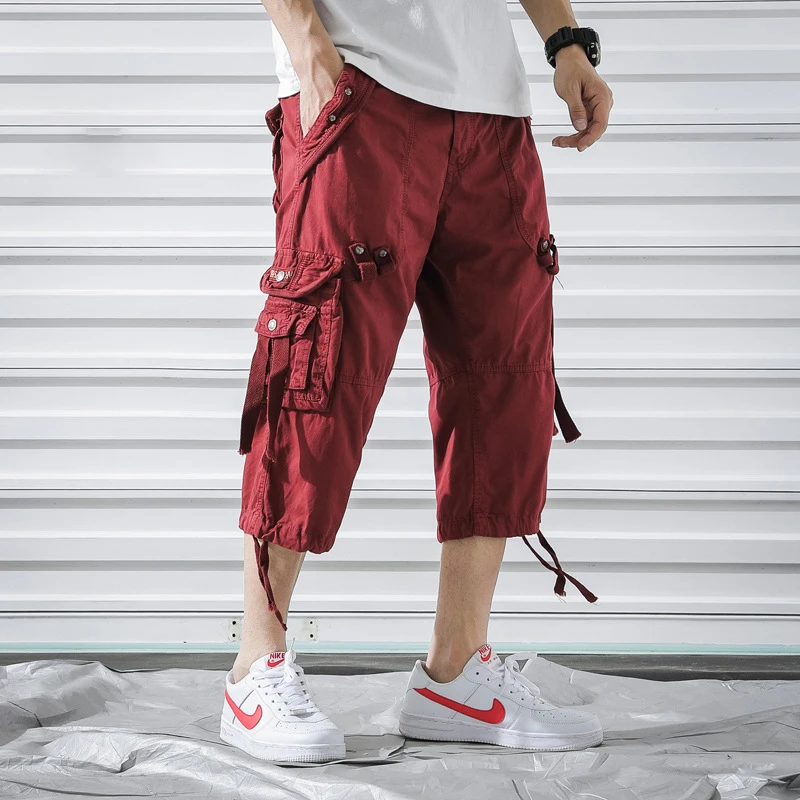 Men Summer Cargo Shorts Multi-Pocket Casual Cotton Capri Pants 2023 Military Tactical Joggers Short Pants Classic Loose Shorts