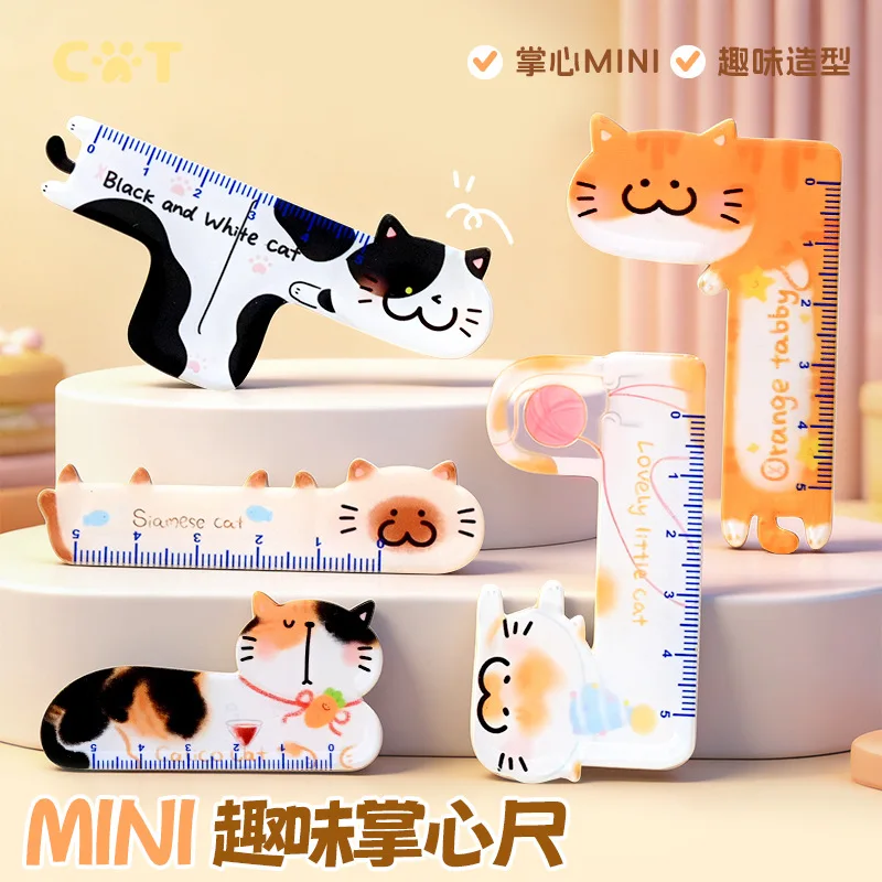 Cartoon Mini Palm Ruler Student Creative Stationery Special-shaped Plastic Ruler Fun Splicing Ruler Student Portable Small Ruler