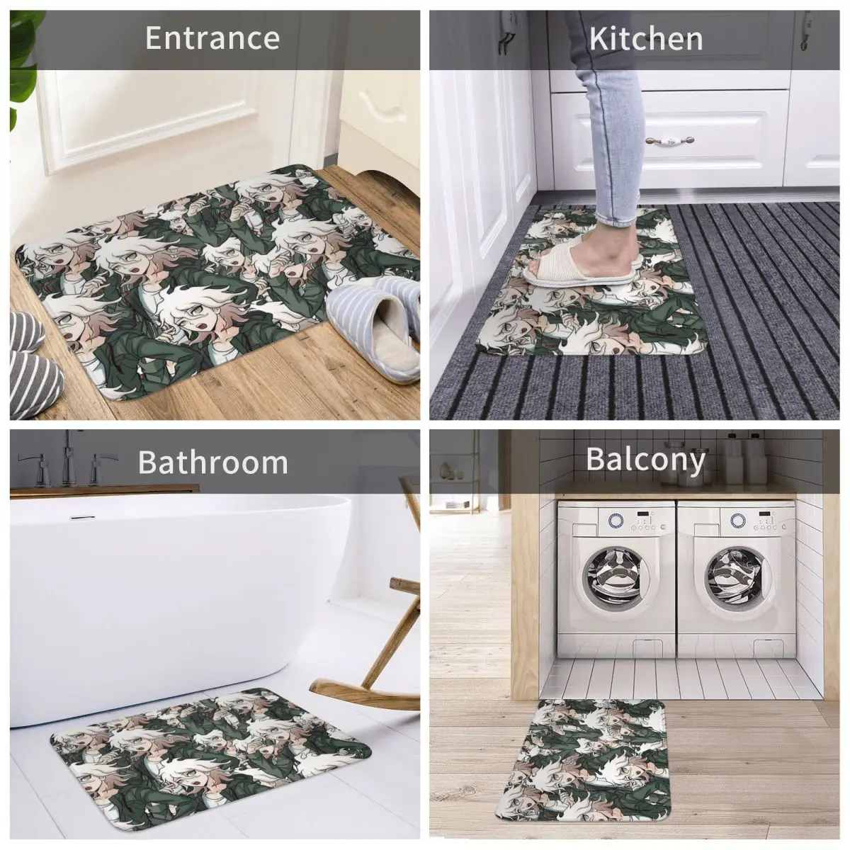 Danganronpa-Felpudo de voz nagito Komaeda, alfombrilla antideslizante para baño, inodoro, balcón, salón, duradero, lavable