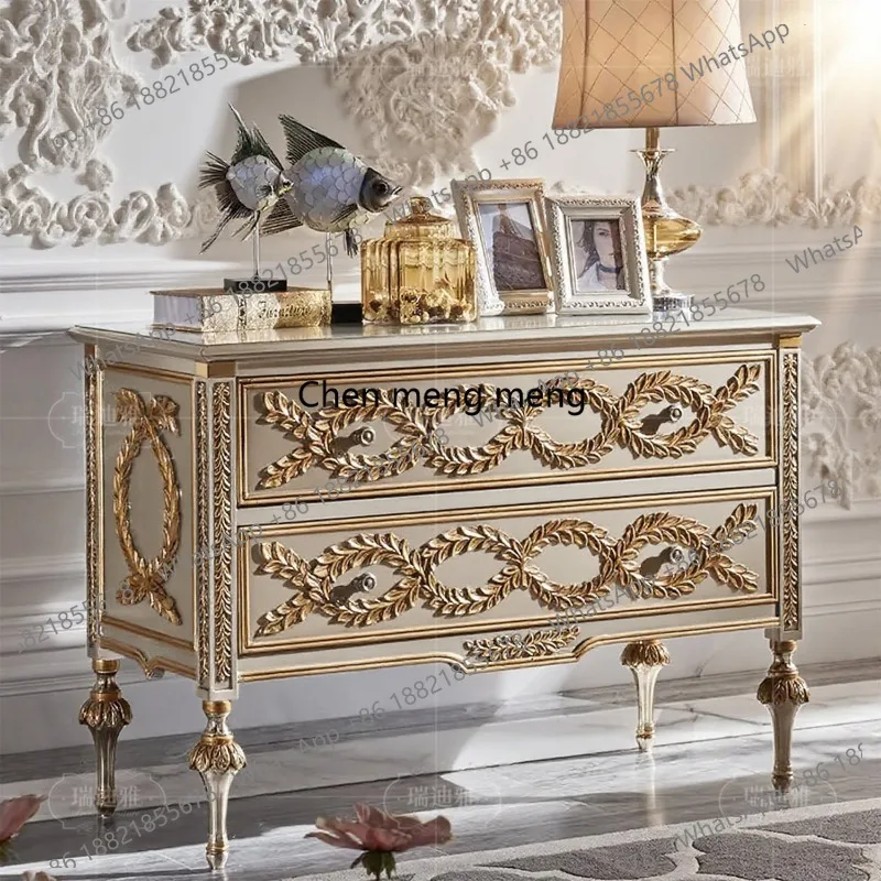 

American retro solid wood porch cabinet, light luxury living room partition storage storage chest