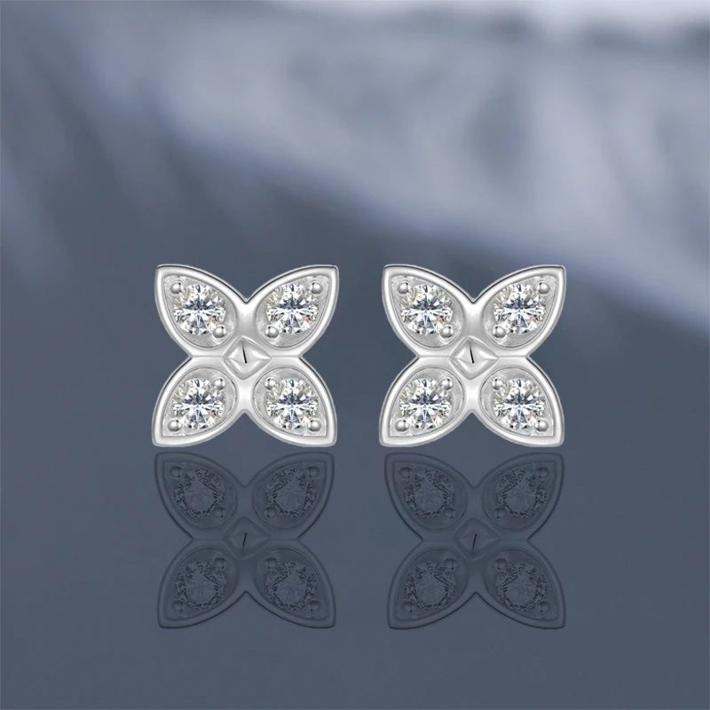 

Серьги-гвоздики IOGOU 3 мм D с цветком муассанита и круглыми затычками для ушей из бисера для женщин и девочек, настоящее серебро 925 пробы, модные ювелирные изделия для повседневного ношения