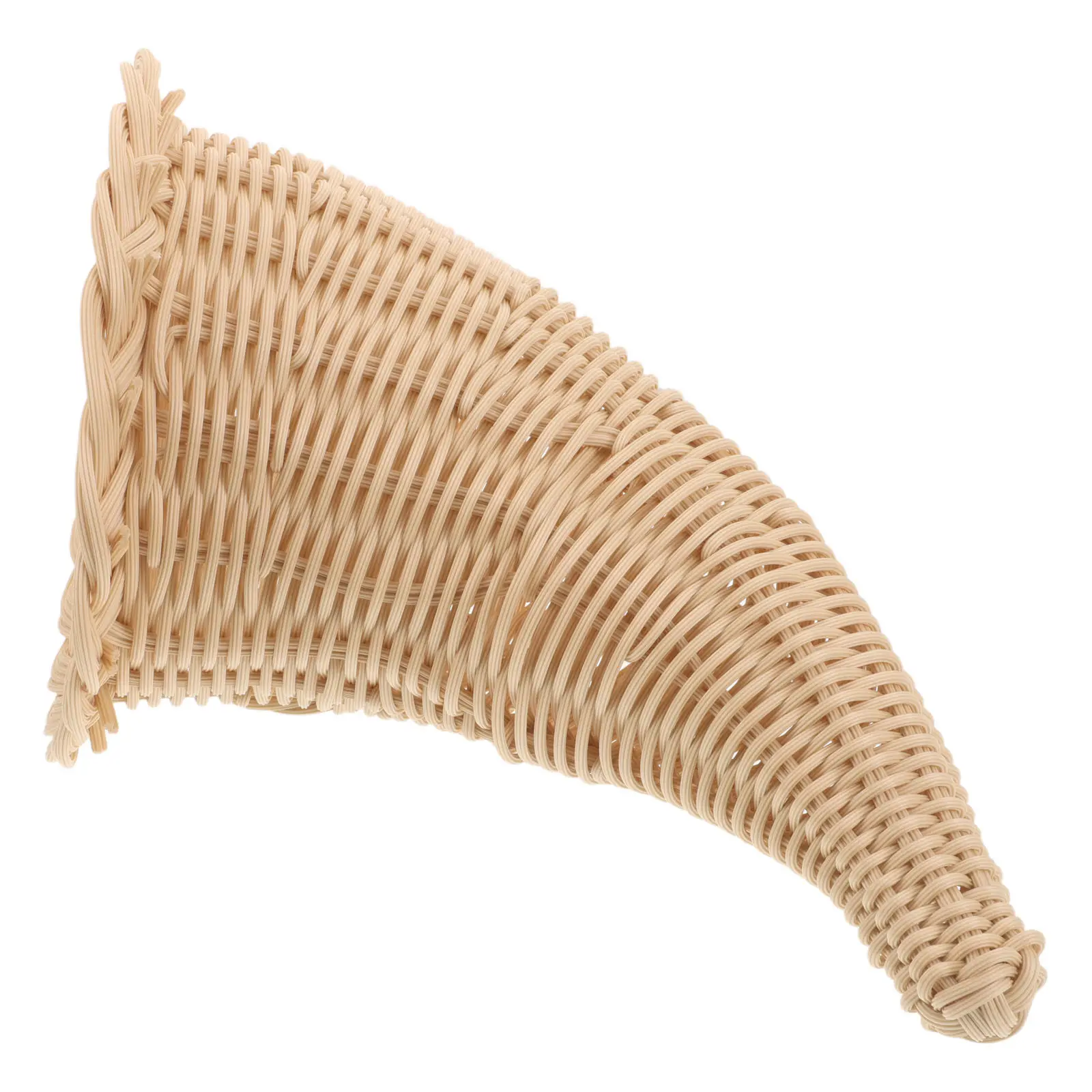 Small Cornucopia Basket 11.8 Inch Imitation Rattan Horn Thanksgiving Table Decoration Fall Harvest Woven Horn Basket for Shelf