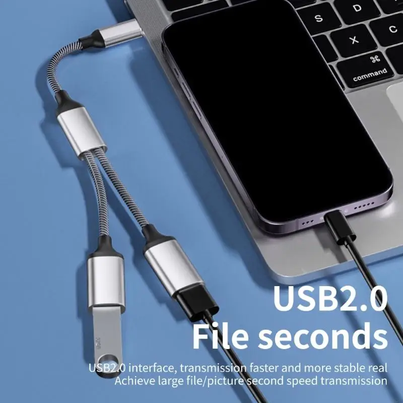 

920L USB Splitter Cable USB2.0 A Male to 2 USB Female Power Cord for Charging/Data Transfer/Laptop Data Wire 28cm/11.02in