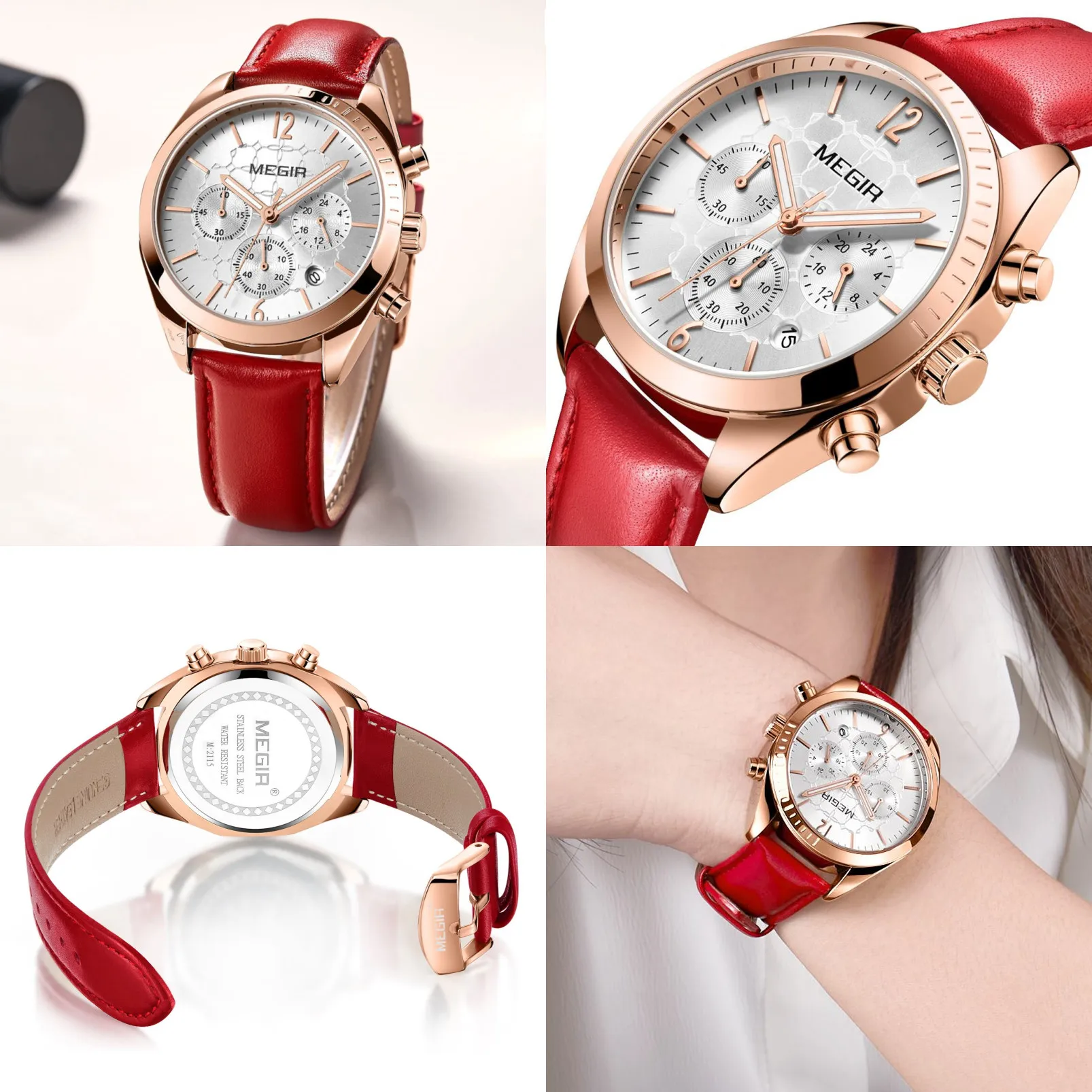 MEGIR Reloj Mujer Fashion Women Watches Luxury Leather Ladies Quartz Wrist Watch Woman Casual Business Watch Female Dress Clock