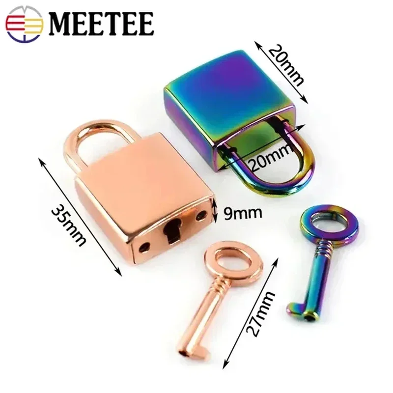 Meetee 2/5/10/20Pcs Metal Key Padlocks for Luggage Square Lock Clasp Bags Handbags Padlock Decorative Closure Buckle Accessories